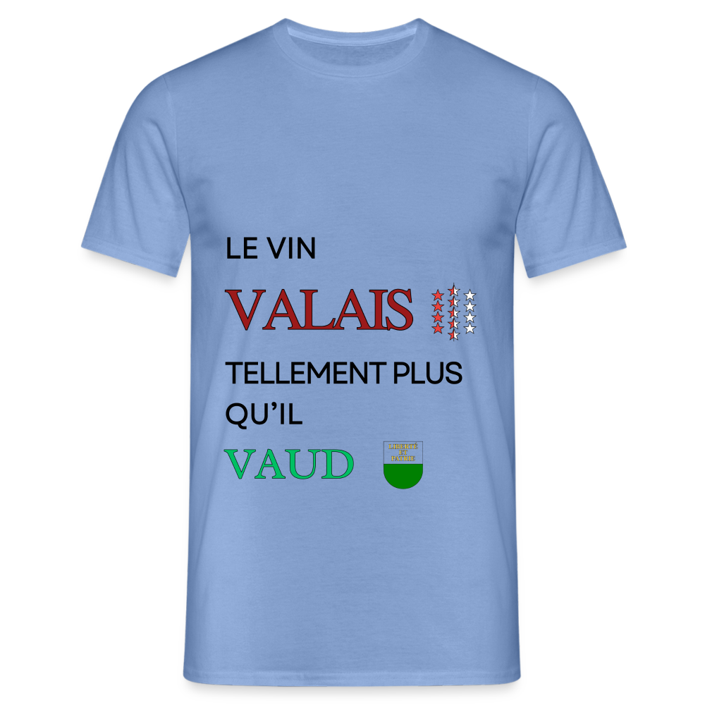 Men's T-Shirt - Le vin Valais tellement plus qu'il Vaud - carolina blue