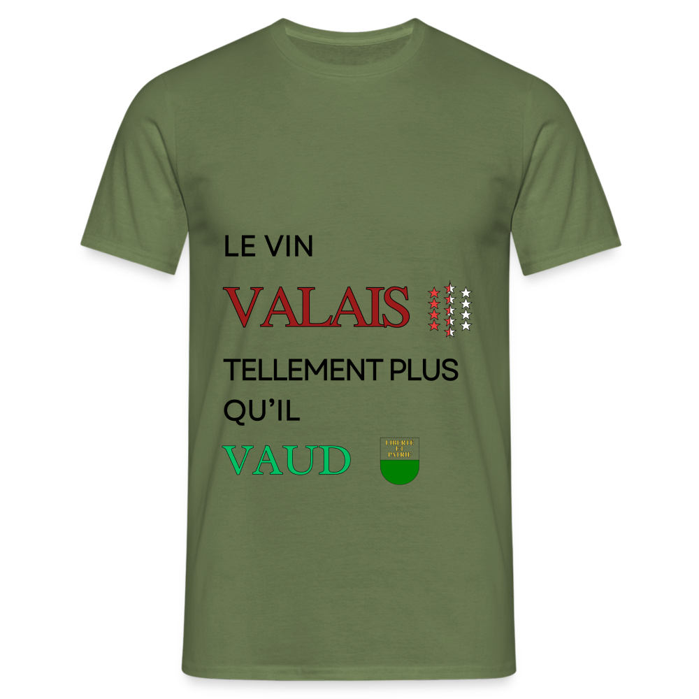 Men's T-Shirt - Le vin Valais tellement plus qu'il Vaud - military green