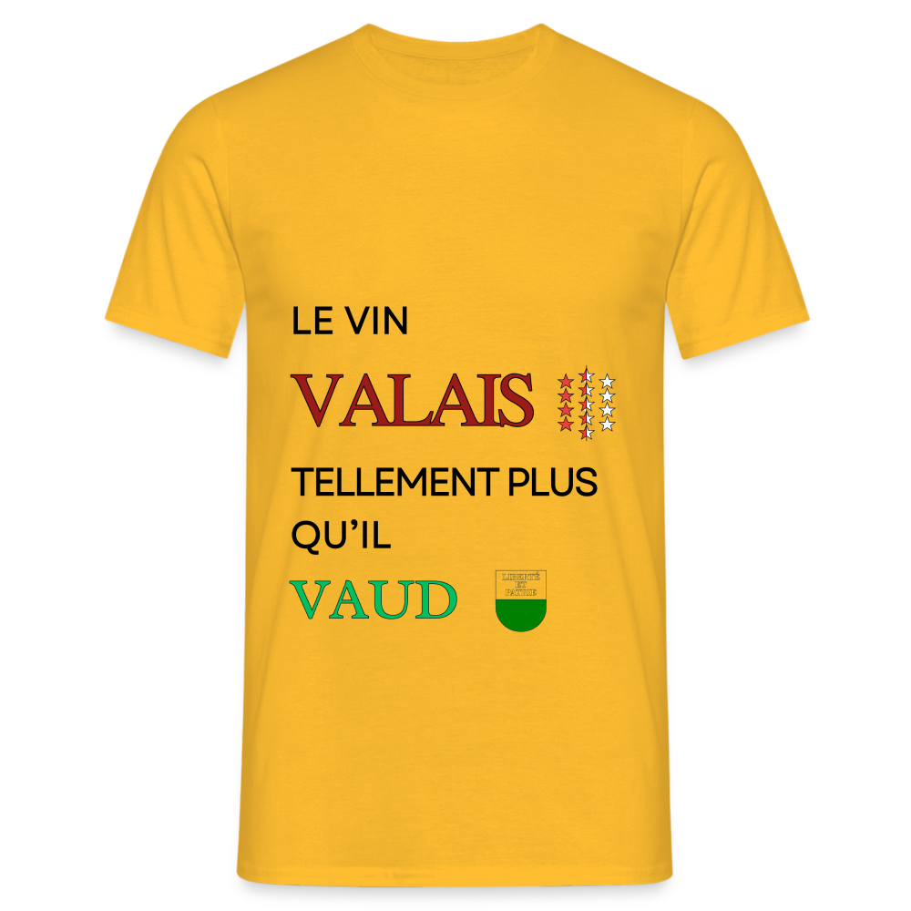 Men's T-Shirt - Le vin Valais tellement plus qu'il Vaud - yellow