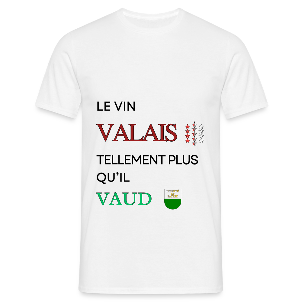 Men's T-Shirt - Le vin Valais tellement plus qu'il Vaud - white