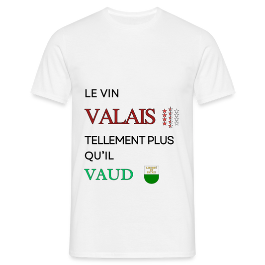 Men's T-Shirt - Le vin Valais tellement plus qu'il Vaud - white