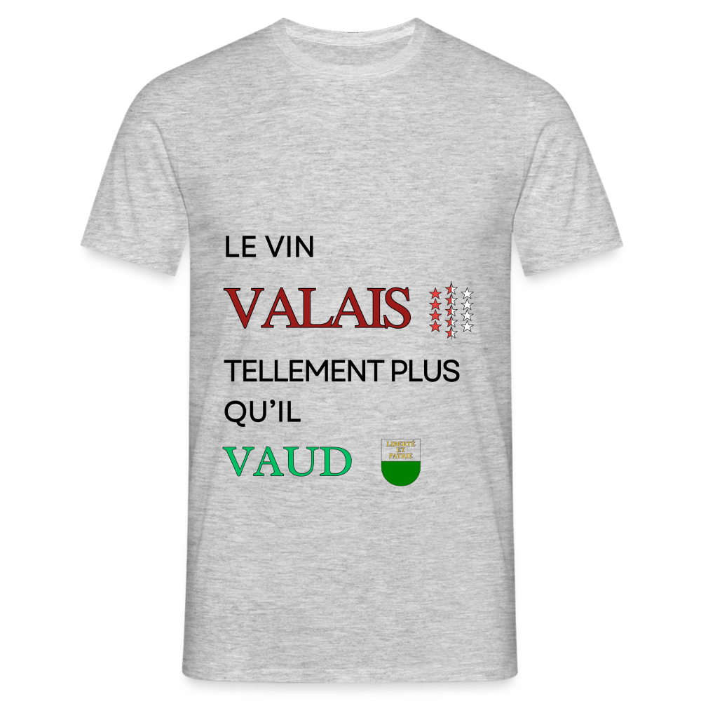 Men's T-Shirt - Le vin Valais tellement plus qu'il Vaud - heather grey