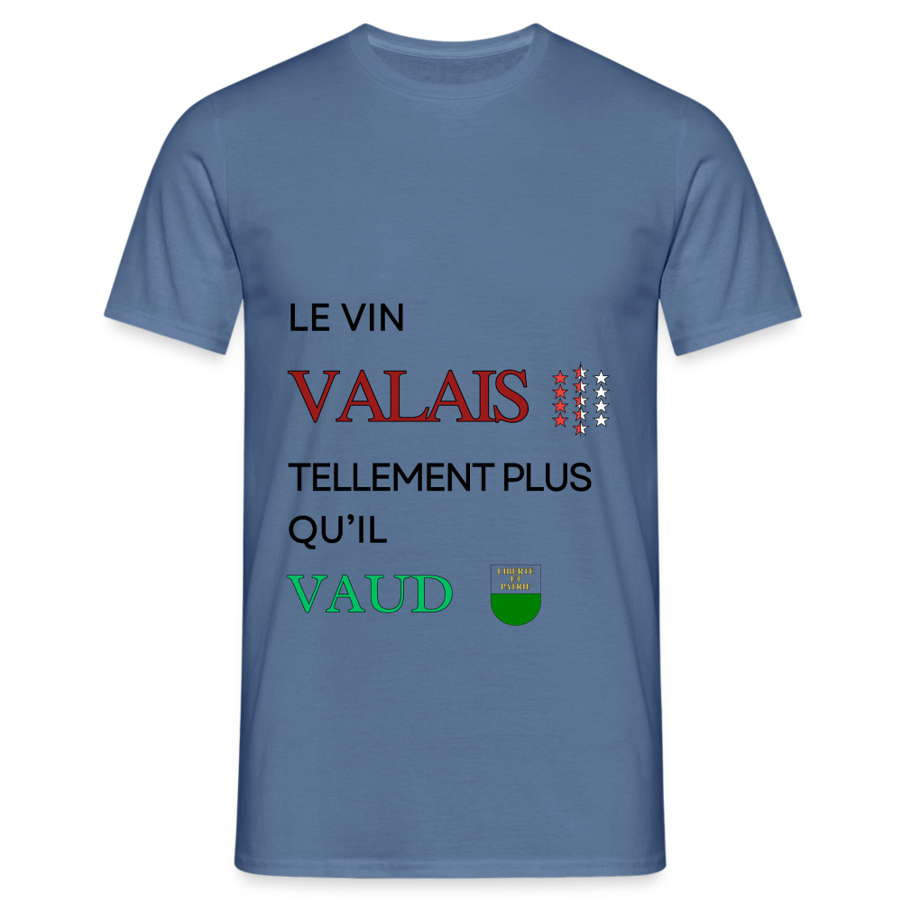 Men's T-Shirt - Le vin Valais tellement plus qu'il Vaud - dove blue 